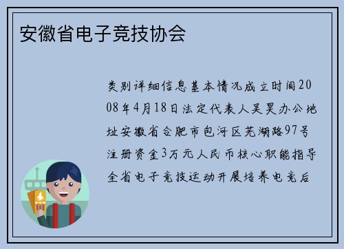 安徽省电子竞技协会